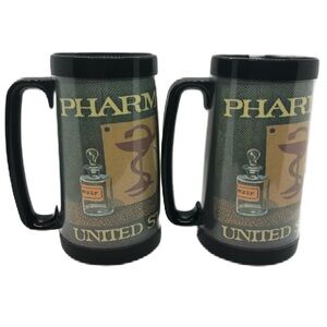 Vintage Set 2 Mugs Therma Serv Plastic Pharmacy